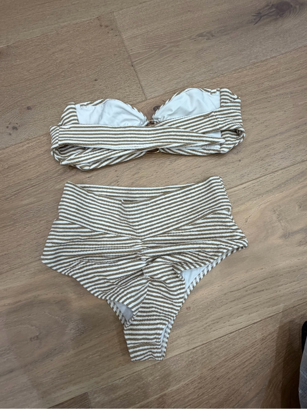 Montce Striped Bikini Set in Cream & Tan - Picture 4 of 4